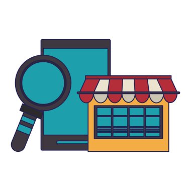 online alışveriş konsepti karikatür