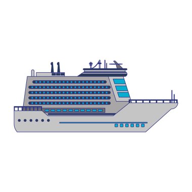 Cruise gemi tekne sideview izole mavi çizgiler