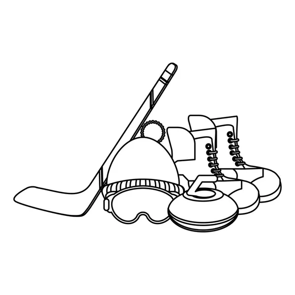 Winter sport equipment black and white — Stock Vector