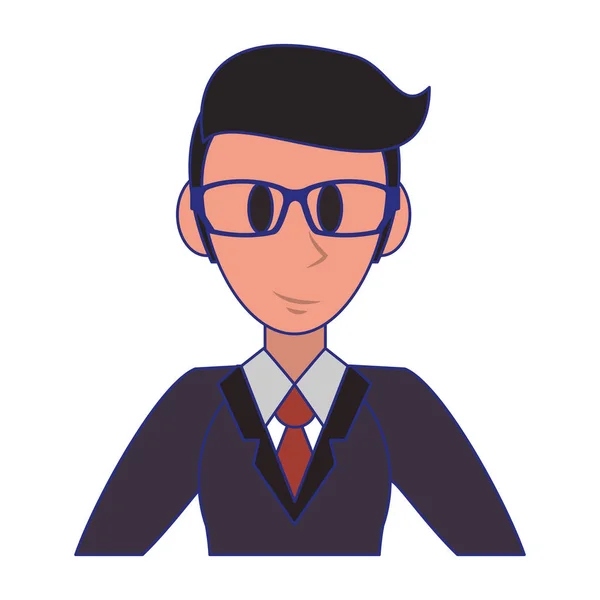 Ejecutivo hombre de negocios personaje dibujos animados líneas azules — Vector de stock