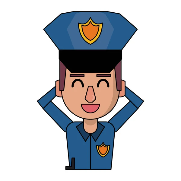 Policía perfil de dibujos animados colorido — Vector de stock
