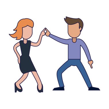 Çift dans ve gülümseyen mavi çizgiler