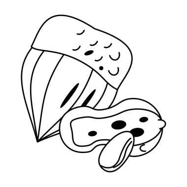 Siyah beyaz fındık doğal gıda karikatür