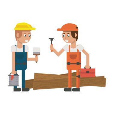 Constuction workers geometrik karikatürler