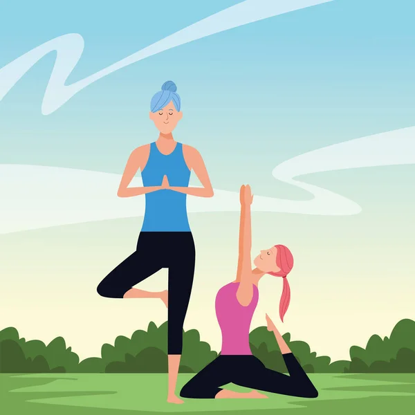 Kvinner Yoga positurer – stockvektor