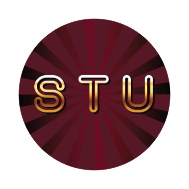 Stu alfabesi yazı tipi harfleri kırmızı yuvarlak amblem