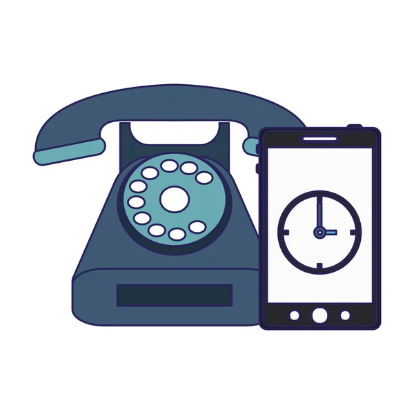 Telefone vintage call center linhas azuis — Vetor de Stock