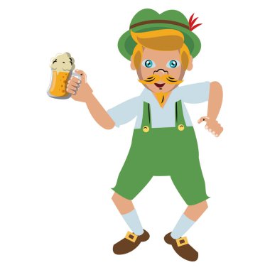 Bira bardağı tutan Bavyeralı adam