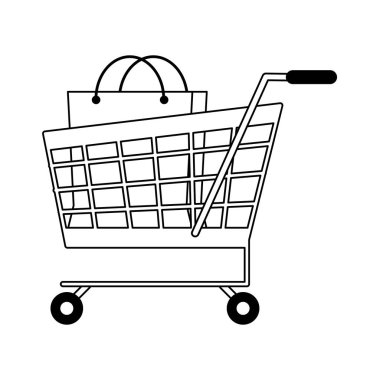 Siyah beyaz çanta sembolü ile Alışveriş Sepeti