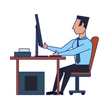 iş adam avatar simgesi karikatür mavi çizgiler