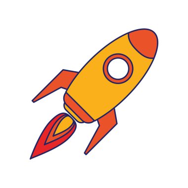 Roket uzay gemisi sembol mavi çizgiler kapalı alıyor