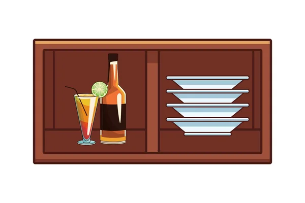 Alkoholické nápoje nápoje kreslené — Stockový vektor