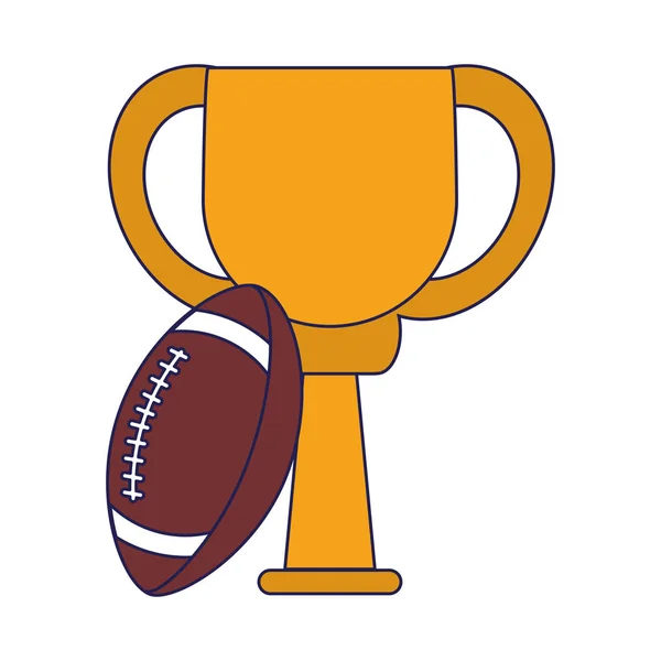 Coupe trophée de football américain lignes bleues — Image vectorielle