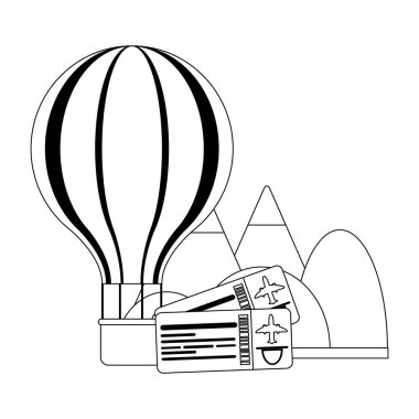 Siyah ve beyaz tatil ve seyahat konsepti