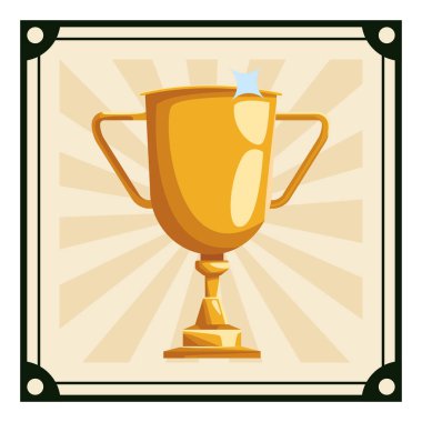 vintage çizgili çerçeve üzerinde kupa kupa simgesi