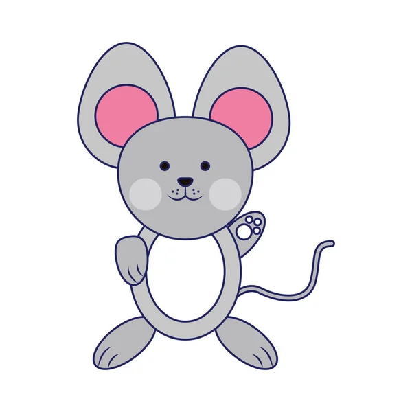 Mouse cute animal blue lines — Stock Vector
