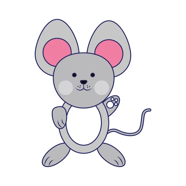 Ratón lindo animal líneas azules — Vector de stock