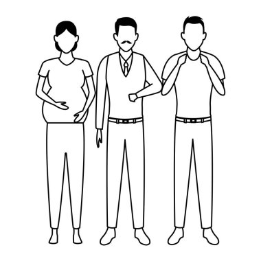 Aile avatar çizgi film karakteri siyah ve beyaz