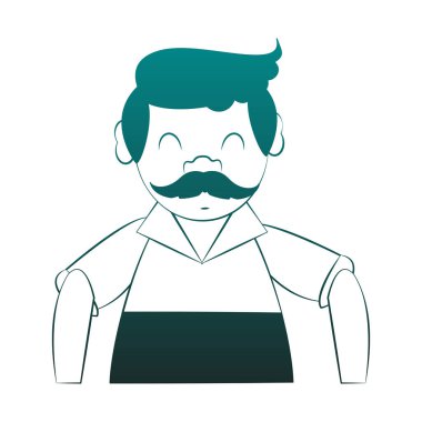 Mavi çizgilerle Bavyera adam karikatür