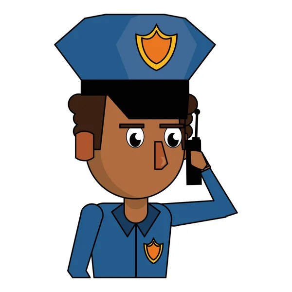 Policía perfil de dibujos animados colorido — Vector de stock