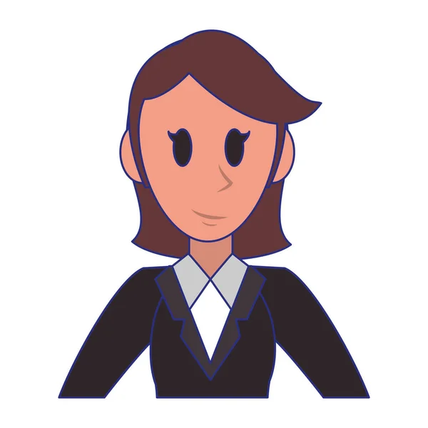 Ejecutivo de la mujer de negocios personaje dibujos animados líneas azules — Vector de stock