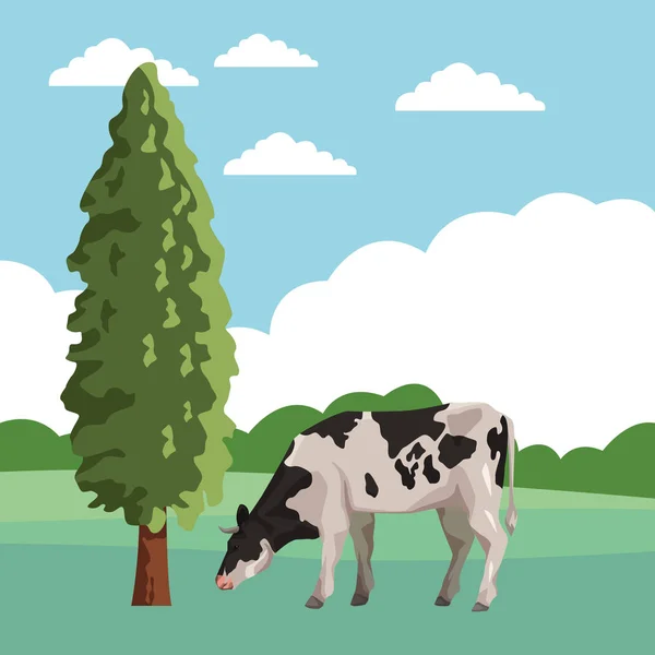 Kráva se stromem — Stockový vektor