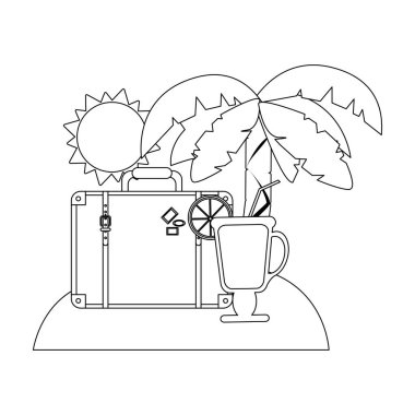 Seyahat ve tatil semboller siyah beyaz