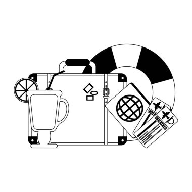 Siyah ve beyaz tatil ve seyahat konsepti