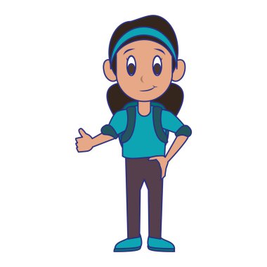 Sırt çantası mavi çizgiler ile Öğrenci çocuk