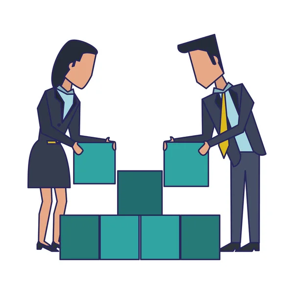 Business teamwork workers avatar blue lines