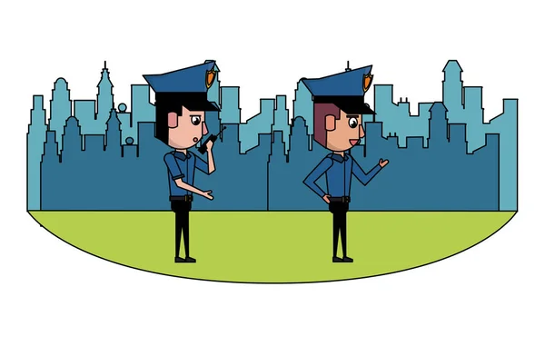 警察在城市多姿多彩 — 图库矢量图片