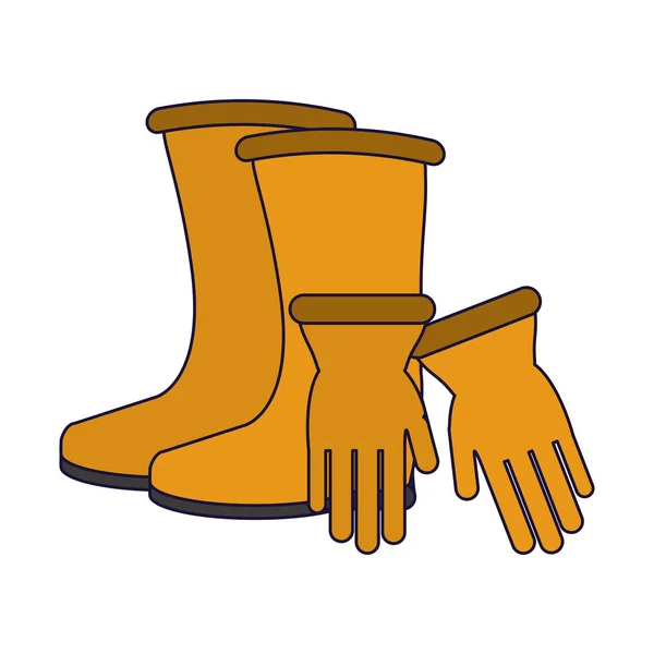 Bota de construcción y guantes — Vector de stock