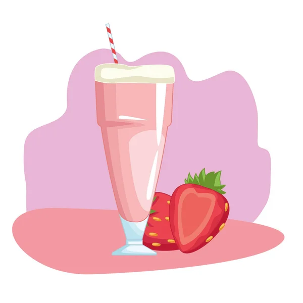 Smoothie with strawberry — Stock Vector