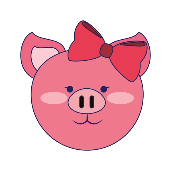 Pig cute animal head blue lines — Stock Vector