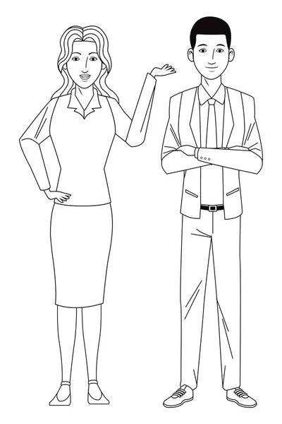 Couple d'affaires avatar noir et blanc — Image vectorielle