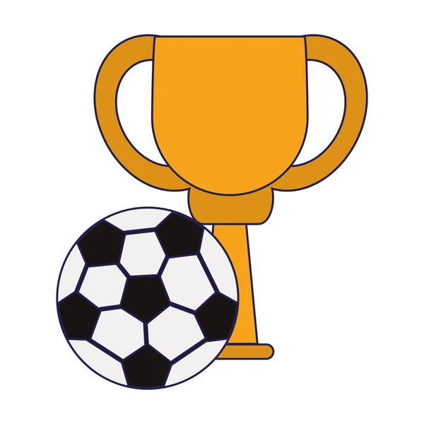 Soccer trophy cup championship blue lines — Stock Vector