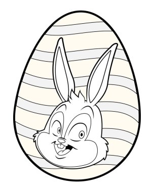 Renkli paskalya yumurtası tavşan portre siyah ve beyaz