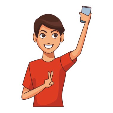 Akıllı telefonla selfie çeken adam