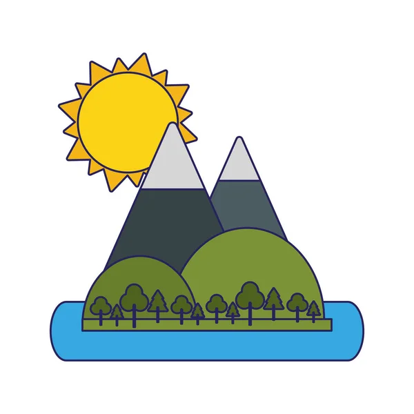 산 과 태양 — 스톡 벡터
