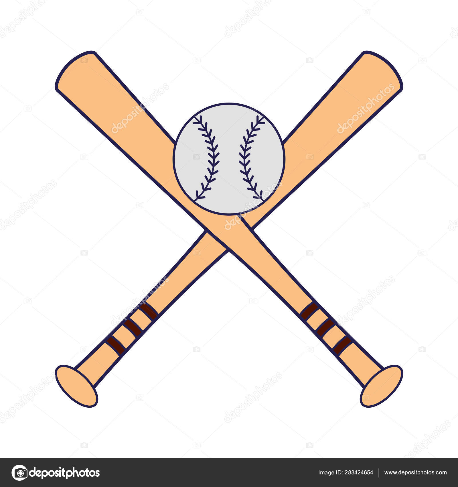 Baseball bats crossed with ball symbol blue lines Stock Vector by  ©jemastock 283424654, image size:1600x1700