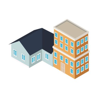 Ev ve konut binaları izometrik