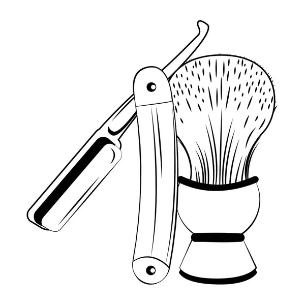 Barbershop utensils isolated in black and white — Stock Vector