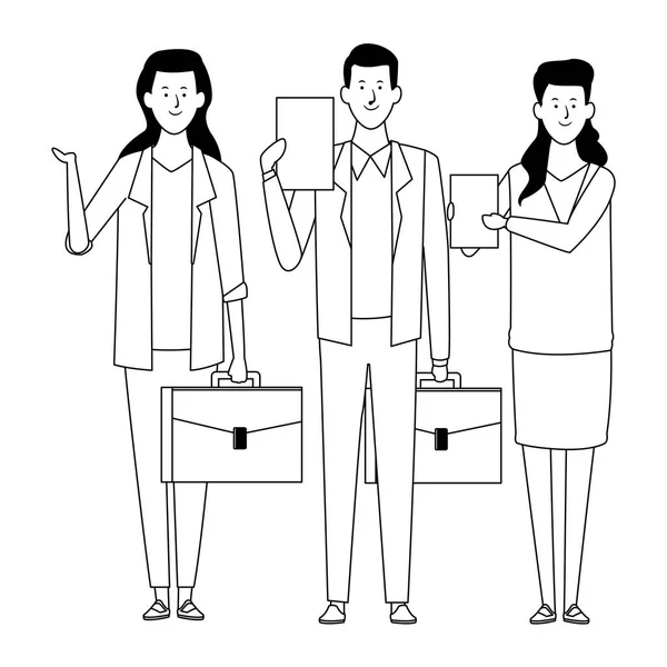 Pessoas de negócios avatar personagens de desenhos animados preto e branco — Vetor de Stock