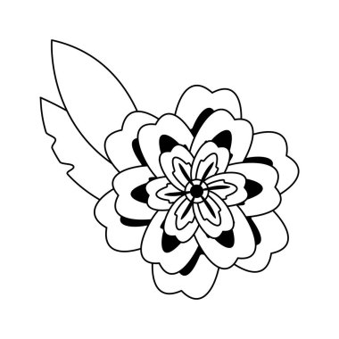 çiçek çiçeği simgesi karikatür siyah beyaz izole