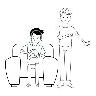 Siyah beyaz bin yıllık insanlar oyun partisi