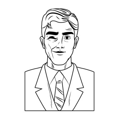 İşadamı pop sanat karikatür siyah beyaz