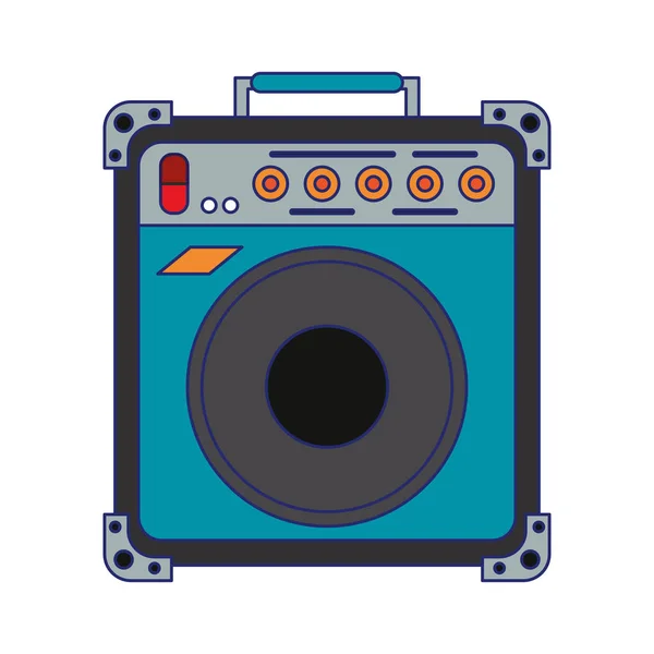 Retro music speaker device blue lines — Stock Vector