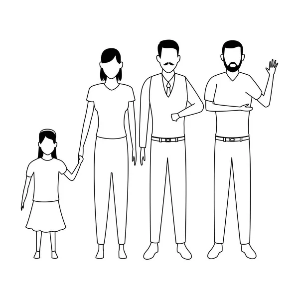 Familia avatar personaje de dibujos animados — Vector de stock