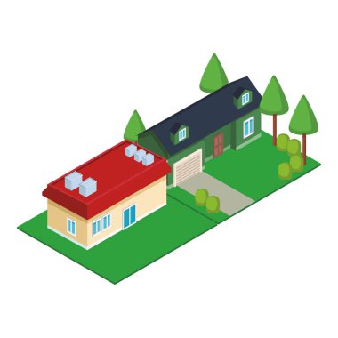 Ev konutları izometrik