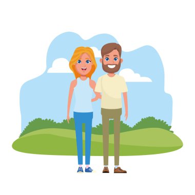 Genç çift çizgi film